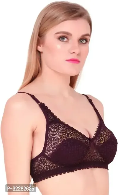 Stylish Purple Cotton Blend Solid Bras For Women