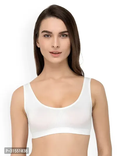 Stylish White Cotton Blend Solid Bra For Women Pack Of 1-thumb0