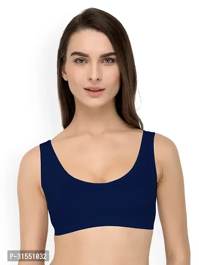 Stylish Blue Cotton Blend Solid Bra For Women Pack Of 1-thumb0