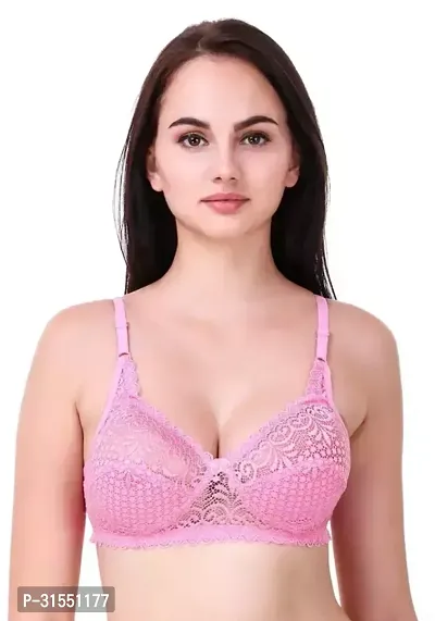 Stylish Pink Cotton Blend Solid Bra For Women Pack Of 1-thumb0