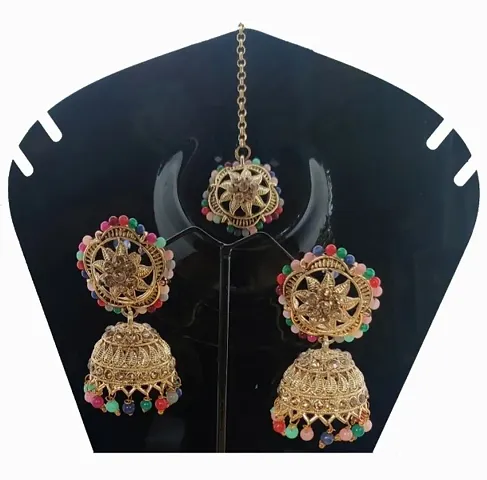 Beautiful Alloy Jhumka Earring with Mangtika for Women