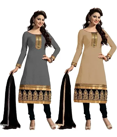 Buy 1 Get 1 Cotton Embroidered Dress Material With Dupatta