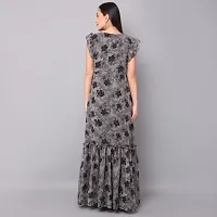 Black Printed Georgette Stitched Flared/Western Gown-thumb1