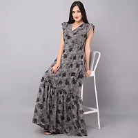 Black Printed Georgette Stitched Flared/Western Gown-thumb2