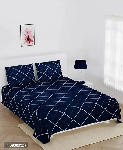 Comfortable Glace Cotton Printed Double Bedsheet with 2 Pillow Covers-thumb0