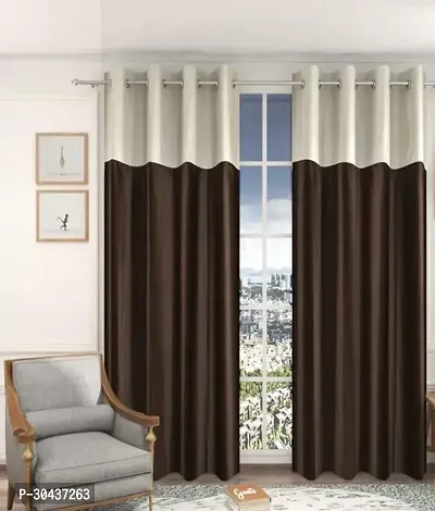 Stylish Polyester Solid Window Curtain Pack of 2