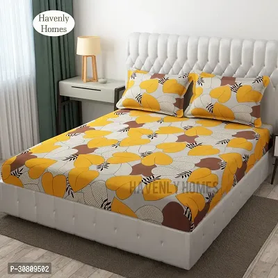 Comfortable Glace Cotton Printed Double Bedsheet with 2 Pillow Covers-thumb0