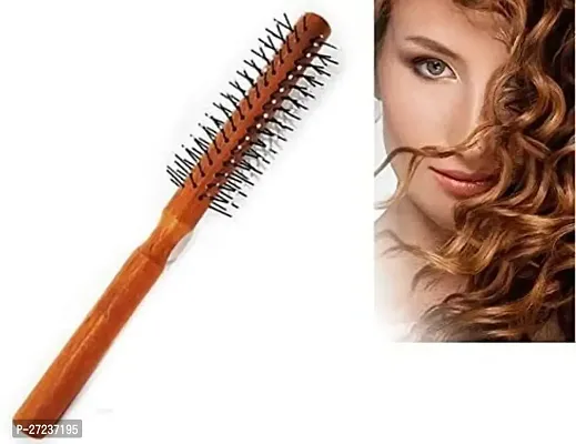 Premium Collection Round Hair Brush with Wooden Colored Handle for Men  Women