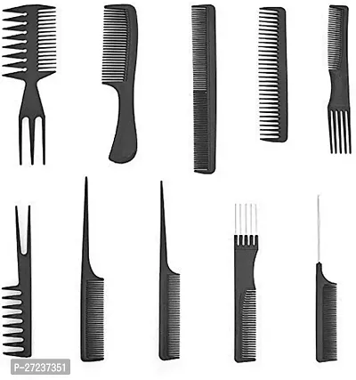 10 PCs Pro Salon Hair Cut Styling Hairdressing Barbers Combs Brush Set Black