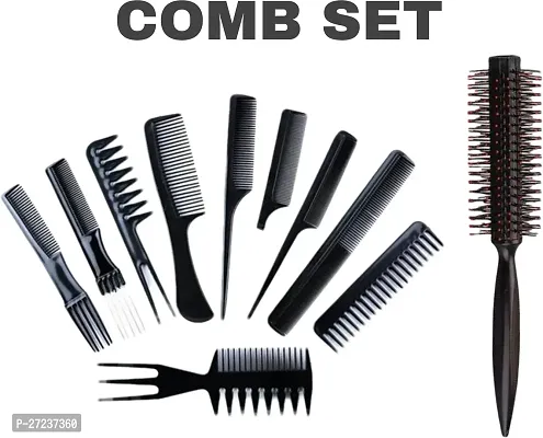 Roller Brush With Professional Hair Cutting  Styling Comb Kit | Pack of 11 Brushes |