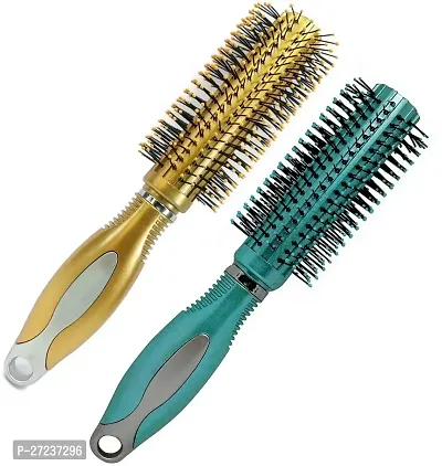 Premium Plastic Quality Round Rolling Curling Plastic Comb Medium Hair Brush For Men And Women | pack of 2