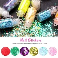 Transparent Artificial Nail 100 Pcs WITH5  NAIL ART  6 NAIL GLITTER COMBO PACK-thumb1