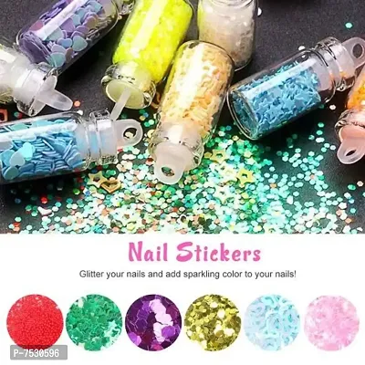 Transparent Artificial Nail 100 Pcs WITH5  NAIL ART  6 NAIL GLITTER COMBO PACK-thumb2