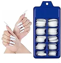 Transparent Artificial Nail 100 Pcs WITH5  NAIL ART  6 NAIL GLITTER COMBO PACK-thumb2