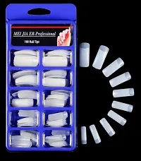 Transparent Artificial Nail 100 Pcs False Style Fake Acrylic Nail Tips With glue TRANSPARENT  (Pack of 100)-thumb1