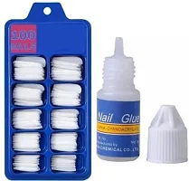 Transparent Artificial Nail 100 Pcs False Style Fake Acrylic Nail Tips With glue TRANSPARENT  (Pack of 100)-thumb2