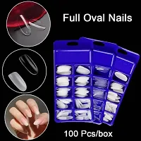 Transparent Artificial Nail 100 Pcs False Style Fake Acrylic Nail Tips With glue TRANSPARENT  (Pack of 100)-thumb2