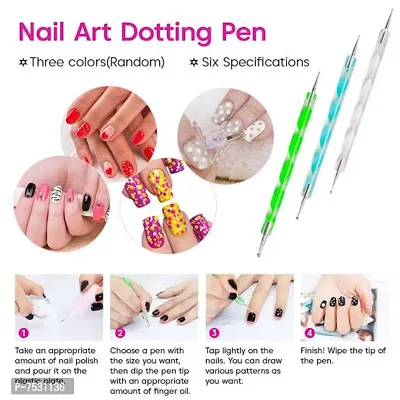 TOP 5Pcs 2 Way Dotting Tools Marbling Tool Nail Art Dotticure Tool Doting Pen Nail Art Tools (Multi)  (WHITE)