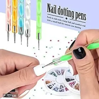 TOP 5Pcs 2 Way Dotting Tools Marbling Tool Nail Art Dotticure Tool Doting Pen Nail Art Tools (Multi)  (WHITE)-thumb2