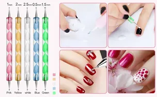 TOP 5Pcs 2 Way Dotting Tools Marbling Tool Nail Art Dotticure Tool Doting Pen Nail Art Tools (Multi)  (WHITE)-thumb2