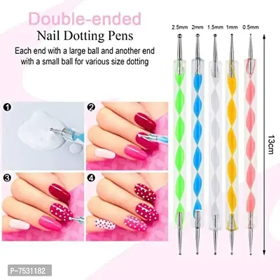 TOP 5Pcs 2 Way Dotting Tools Marbling Tool Nail Art Dotticure Tool Doting Pen Nail Art Tools (Multi)  (WHITE)-thumb2