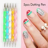 TOP 5Pcs 2 Way Dotting Tools Marbling Tool Nail Art Dotticure Tool Doting Pen Nail Art Tools (Multi)  (WHITE)-thumb2