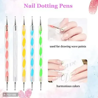 TOP 5Pcs 2 Way Dotting Tools Marbling Tool Nail Art Dotticure Tool Doting Pen Nail Art Tools (Multi)  (WHITE)-thumb4