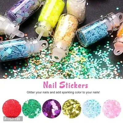 3D Nail Art Sequins Glitter Stickers Powder Manicure Polish Mixed Design Case Set 6 (MULTICOLOR)  (Black)-thumb2