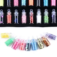 3D Nail Art Sequins Glitter Stickers Powder Manicure Polish Mixed Design Case Set 6 (MULTICOLOR)  (Black)-thumb2