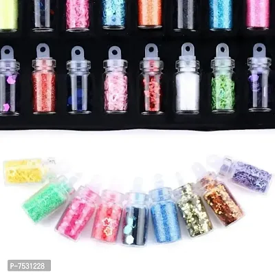 3D Nail Art Sequins Glitter Stickers Powder Manicure Polish Mixed Design Case Set 6 (MULTICOLOR)  (Black)-thumb3