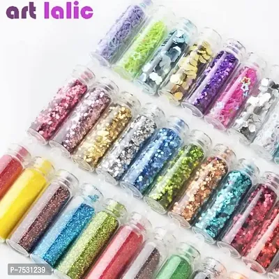 3D Nail Art Sequins Glitter Stickers Powder Manicure Polish Mixed Design Case Set 6 (MULTICOLOR)  (Black)-thumb3