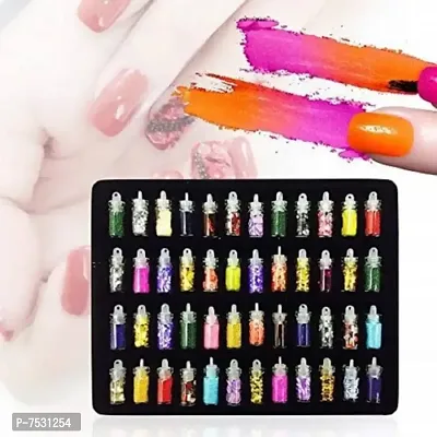 3D Nail Art Sequins Glitter Stickers Powder Manicure Polish Mixed Design Case Set 6 (MULTICOLOR)  (Black)-thumb2