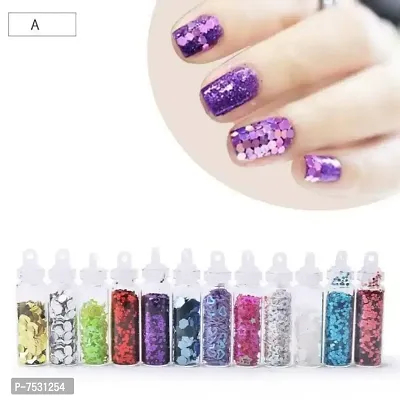 3D Nail Art Sequins Glitter Stickers Powder Manicure Polish Mixed Design Case Set 6 (MULTICOLOR)  (Black)-thumb3