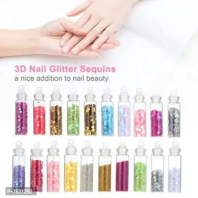 3D Nail Art Sequins Glitter Stickers Powder Manicure Polish Mixed Design Case Set 6 (MULTICOLOR)  (Black)