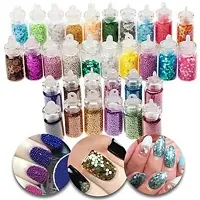 3D Nail Art Sequins Glitter Stickers Powder Manicure Polish Mixed Design Case Set 6 (MULTICOLOR)  (Black)-thumb1