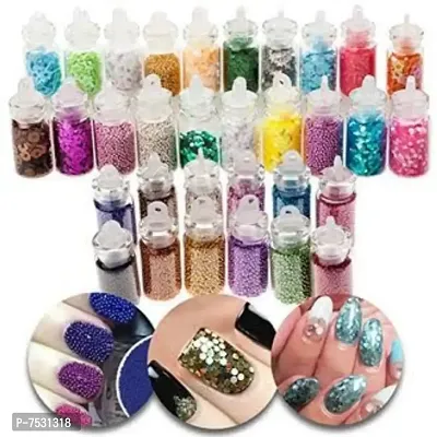 3D Nail Art Sequins Glitter Stickers Powder Manicure Polish Mixed Design Case Set 6 (MULTICOLOR)  (Black)-thumb0