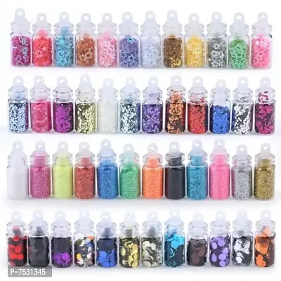 3D Nail Art Sequins Glitter Stickers Powder Manicure Polish Mixed Design Case Set 6 (MULTICOLOR)  (Black)