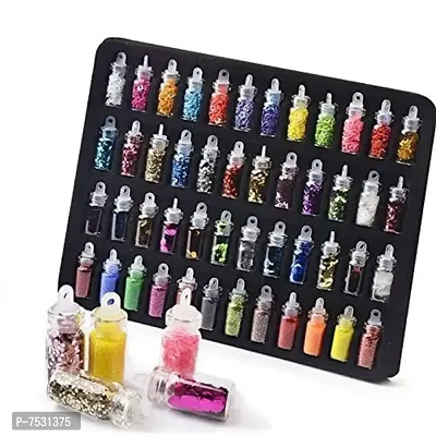 3D Nail Art Sequins Glitter Stickers Powder Manicure Polish Mixed Design Case Set 6 (MULTICOLOR)  (Black)-thumb3