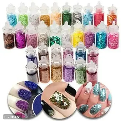 3D Nail Art Sequins Glitter Stickers Powder Manicure Polish Mixed Design Case Set 24 (MULTICOLOR)  (Black)-thumb3