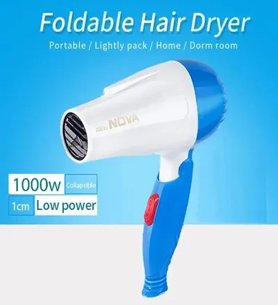 Professional Dryer NV-1290 Hair Dryer With 2 Speed Control Setting For Men/Women, Electric Foldable Hair Dryer Air Concentrator 1000 Watts (Blue/ PINK-thumb0
