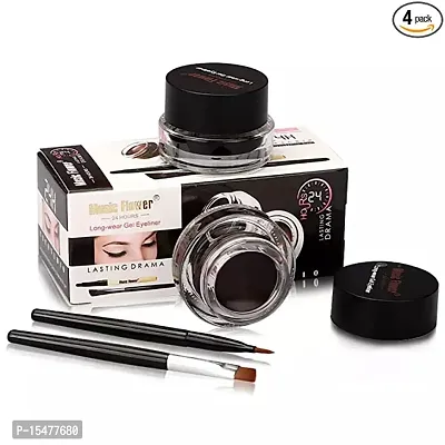 Gel Eyeliner Kajal Black  Brown Waterproof  Smudge Proof, 24 Hour Long Lasting, Comes With 2 Makeup Brushes (Gel eyeliner)