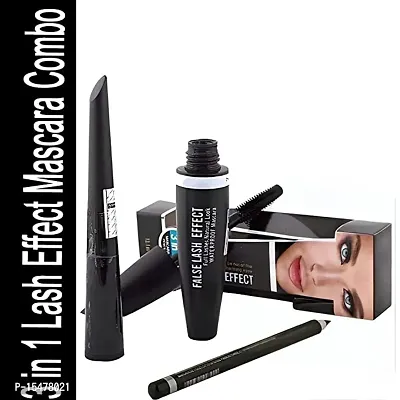 Professional Mascara, Curls Lashes, Highly Pigmented Colour, Long-lasting, Waterproof, Hypercurl With 3 in 1 Lash Effect pack Eyebrow Pencil  Eyeliner Black. (3 in 1)