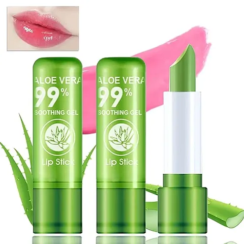 Aloe Vera Lipstick Moisturizing Waterproof Color Changing Long Lasting Nutritious Lip Balm Lips Moisturizer Your Mood Magic Lipstick (Pack of 3)