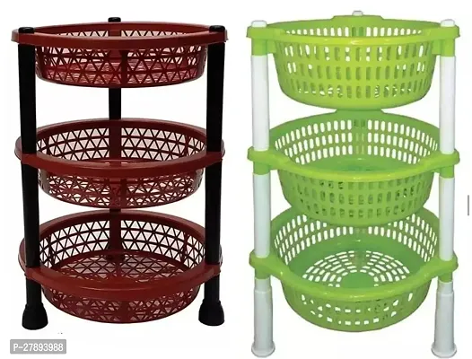 11 Layer Round Trolley Kitchen Storage Cart with Fruit Vegetable Storage Baskets Pack of 2