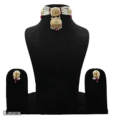 VIVA VIRAL Pearl Kundan Stone Peacock design with double layer of red peacock pandel, beeded with handcrafted pearl layer Jewellery Set For Women-thumb2