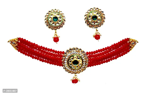 VIVA VIRAL gold- plated stone jewel set (Red Green white) for woman Girls-thumb0