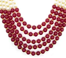 VIVA VIRAL Red and White Pearl Multi String Rajasthani ?Marvadi? Antique Necklace Set for Girls and Women-thumb2