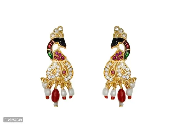 VIVA VIRALUnique peacock design golden white colour chic set with unique earing-thumb3