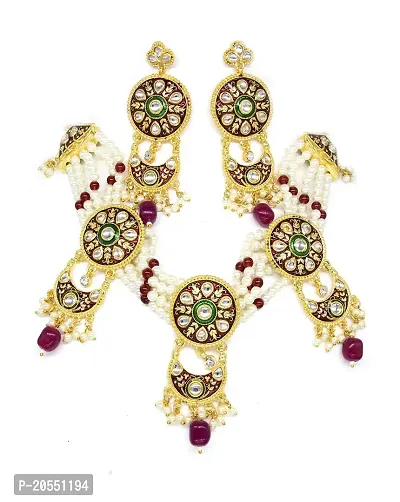 VIVA VIRAL Gold Plated plated Multi Color choker set with fine work of kundan Polki Meena embellished Multi String pearl design Rajasthani Style Unique Necklace set For Girls  Women