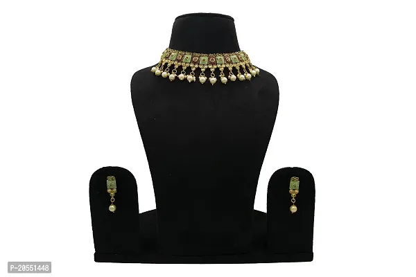 VIVA VIRAL Latest Gold Plated Wedding Party Wear Stylish Traditional Choker Nacklace Jewellery Set For Woman  Girls-thumb2